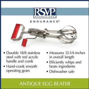 RSVP International - Red Endurance Antique Egg Beater - BEATRRD