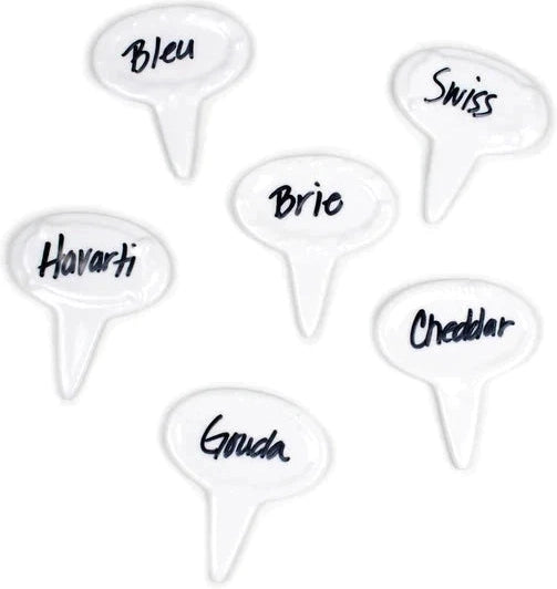 RSVP International - White Porcelain Cheese Labels - OVAL