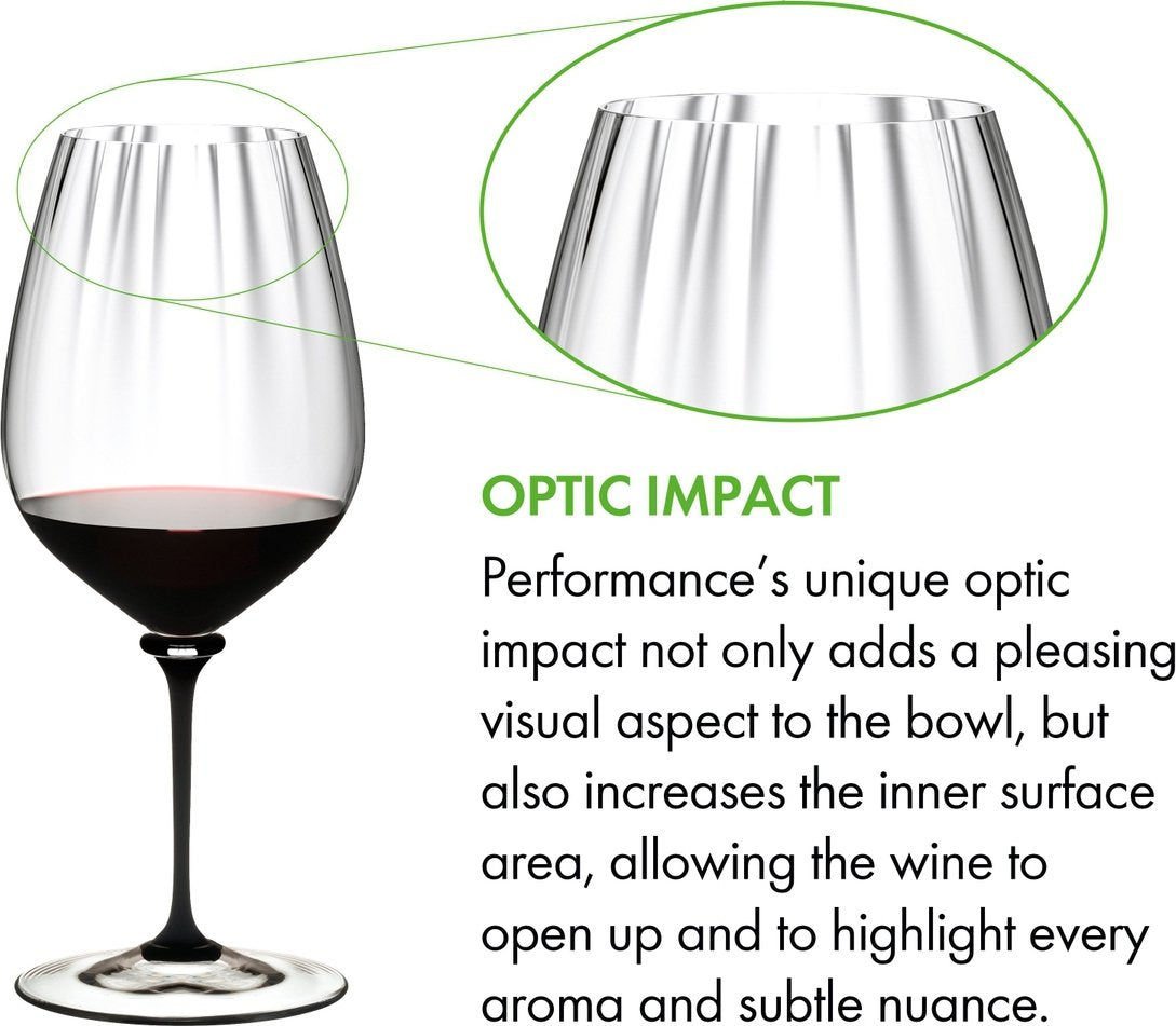 Riedel - Fatto a Mano Performance Cabernet Wine Glass with Black Stem & Clear Base - 4884/0D