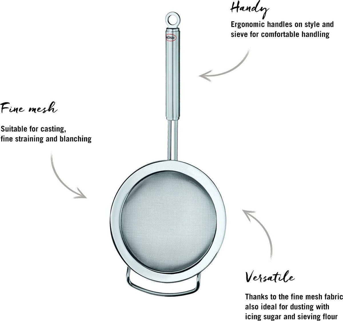 Rosle - 6.3" Strainer with Round Handle & Fine Mesh (16 cm) - 95256