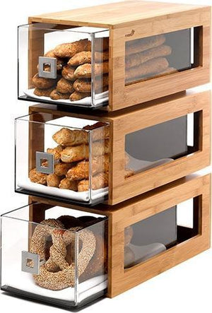 Rosseto - Bamboo Three-Tier Bakery Display Column with Clear Acrylic Drawers - BD104