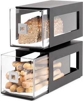 Rosseto - Black Matte Two-Tier Steel Bakery Display Column with Clear Acrylic Drawers - BD101