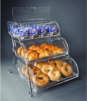 Rosseto - Clear Acrylic Three-Tier Bakery Display Case with Chrome-Plated Stand - BAK2944