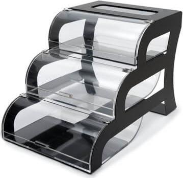 Rosseto - Three-Tier Clear Acrylic Bakery Display Case with Black Steel Stand - BK011