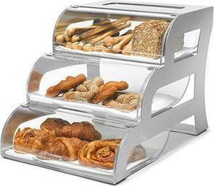 Rosseto - Three-Tier Clear Acrylic Bakery Display Case with Stainless Steel Stand - BK010