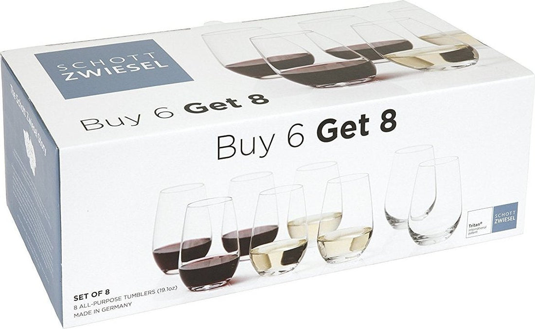 Schott Zwiesel - 18.6 oz, Pack of 8 Universal Stemless Glasses - CRU.115218.S8