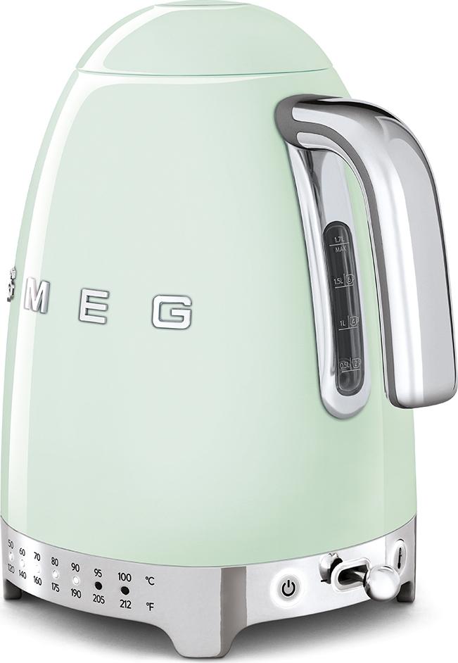 Smeg - 1.7 L 50's Retro Style Variable Temperature Kettle with 3D Logo Pastel Green - KLF04PGUS