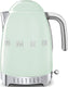 Smeg - 1.7 L 50's Retro Style Variable Temperature Kettle with 3D Logo Pastel Green - KLF04PGUS