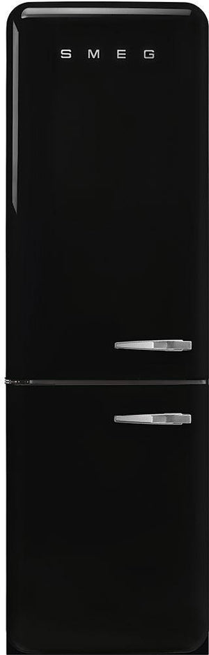 Smeg - 24" 50's Retro Style No Frost Refrigerator/Freezer Left Hinge Black - FAB32ULBL3