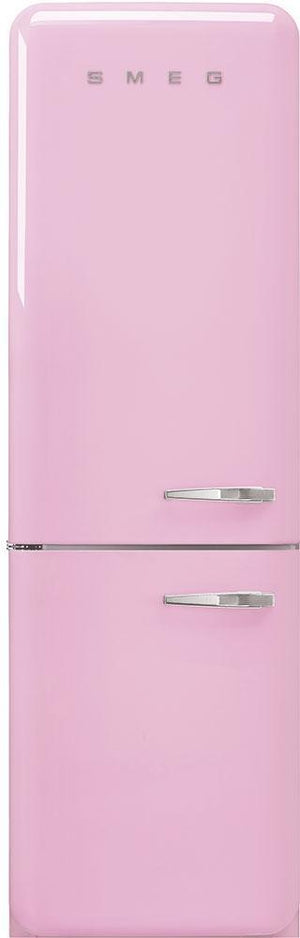 Smeg - 24" 50's Retro Style No Frost Refrigerator/Freezer Left Hinge Pink - FAB32ULPK3