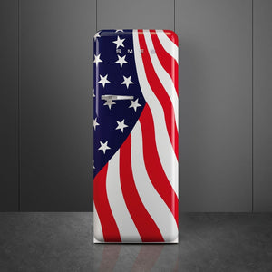 Smeg - 24" 50's Retro Style Refrigerator/Freezer Right Hinge American Flag - FAB28URDUS3