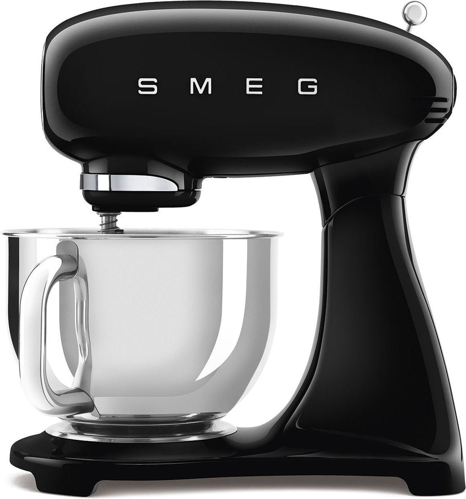 Smeg - 4.8L 50's Retro Design Tilt-Head Stand Mixer with 3D Logo Black (5 QT) - SMF03BLUS