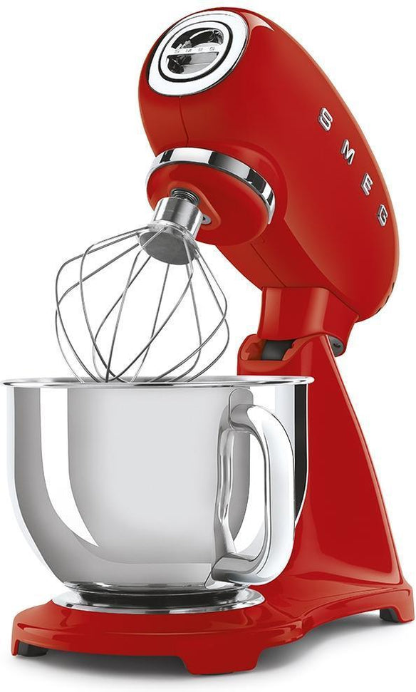 Smeg - 4.8L 50's Retro Design Tilt-Head Stand Mixer with 3D Logo Red (5 QT) - SMF03RDUS