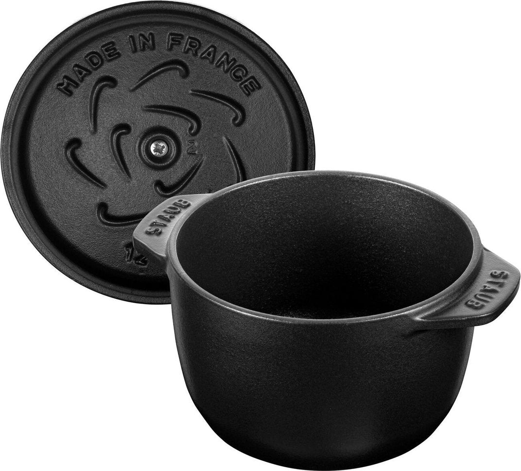 Staub - 0.81 QT Round Cast Iron Petite Cocotte Black 0.76L - 40509-653