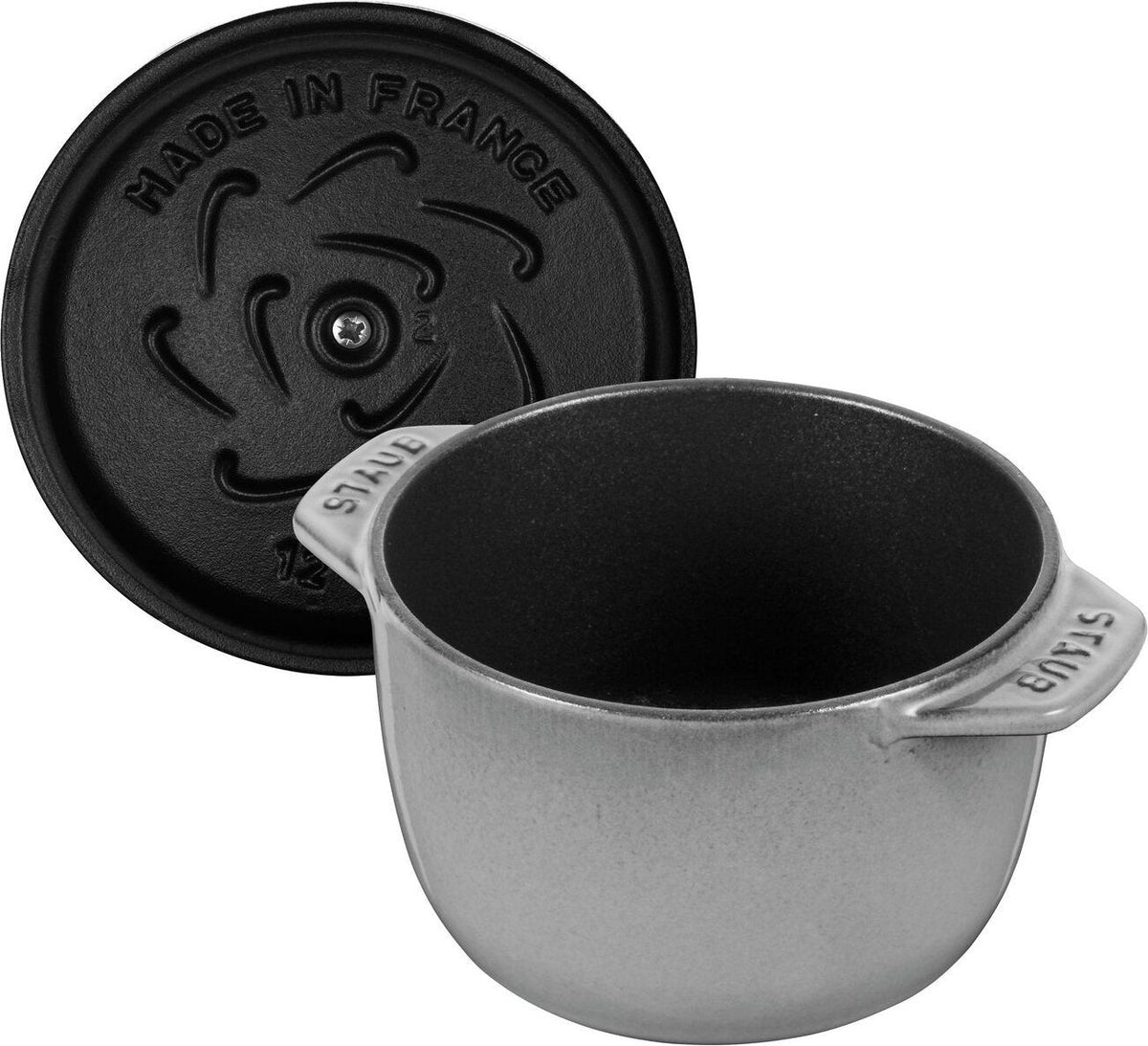 Staub - 0.81 QT Round Cast Iron Petite Cocotte Graphite Grey 0.76L- 40509-702