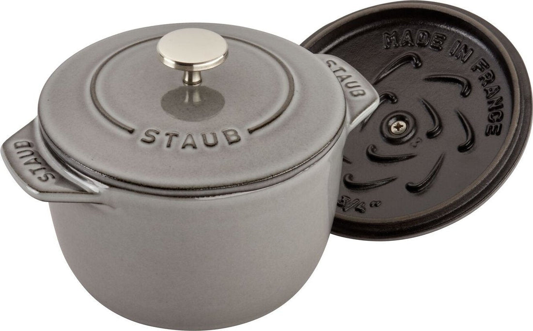 Staub - 0.81 QT Round Cast Iron Petite Cocotte Graphite Grey 0.76L- 40509-702