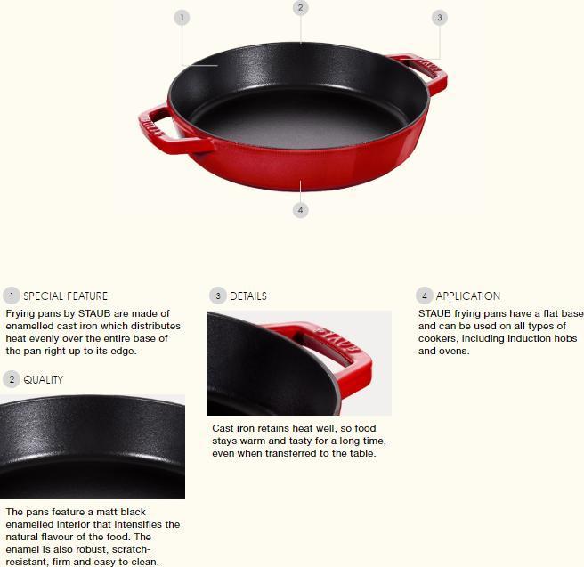 Staub - 10" Cast Iron Fry Pan with Double Handle Graphite Grey (26 cm) - 40511-726
