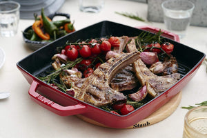 Staub - 11" Cast Iron Square Pure Grill Pan Cherry Red (28 cm) - 40511-685