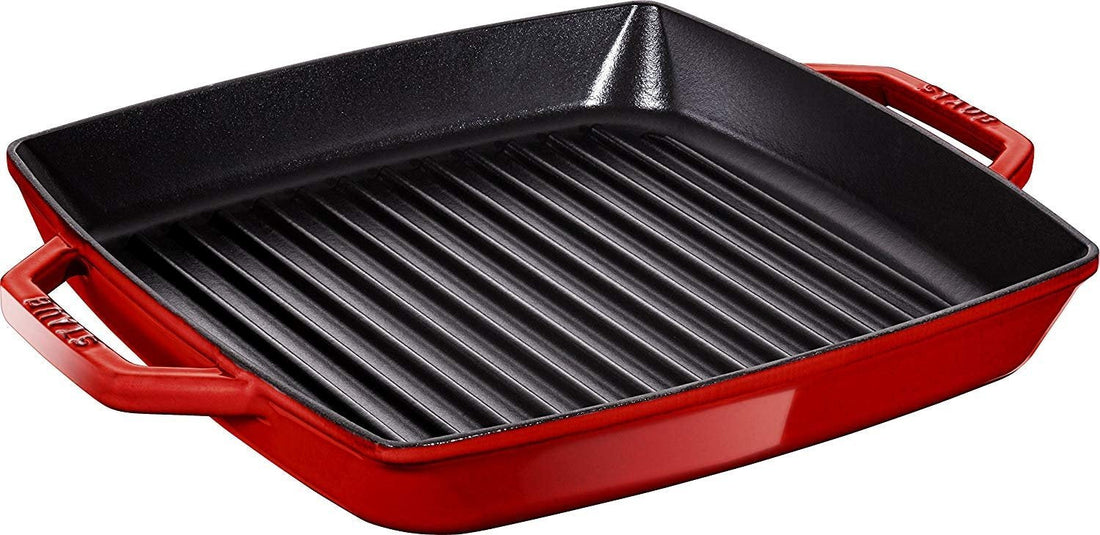 Staub - 11" Cast Iron Square Pure Grill Pan Cherry Red (28 cm) - 40511-685