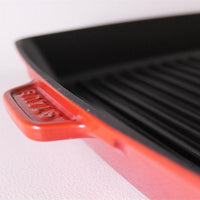 Staub - 12" Cast Iron Square Grill Pan Cherry Red (30 cm) - 40501-111