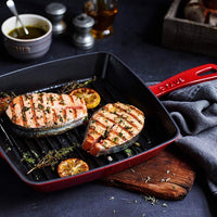 Staub - 12" Cast Iron Square Grill Pan Cherry Red (30 cm) - 40501-111