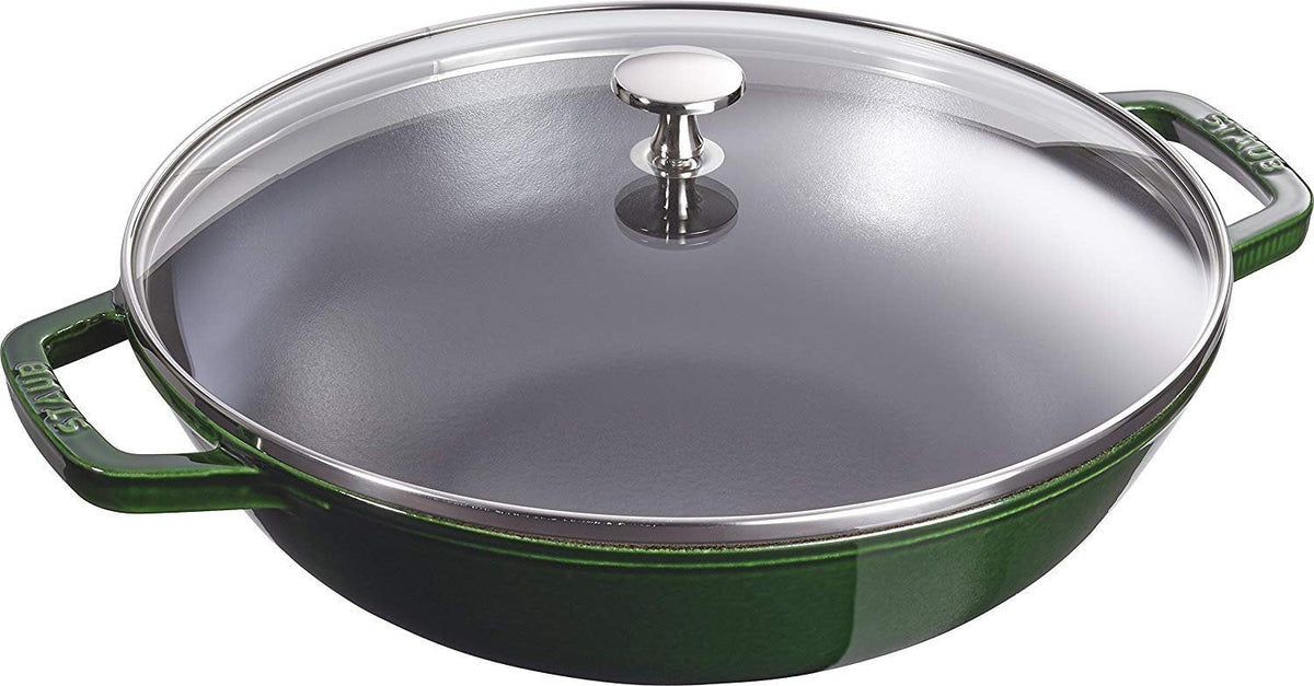 Staub - 12" Cast Iron Wok with Glass Lid Basil (30 cm) - 40511-465