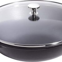 Staub - 12" Cast Iron Wok with Glass Lid Black (30 cm) - 40511-344