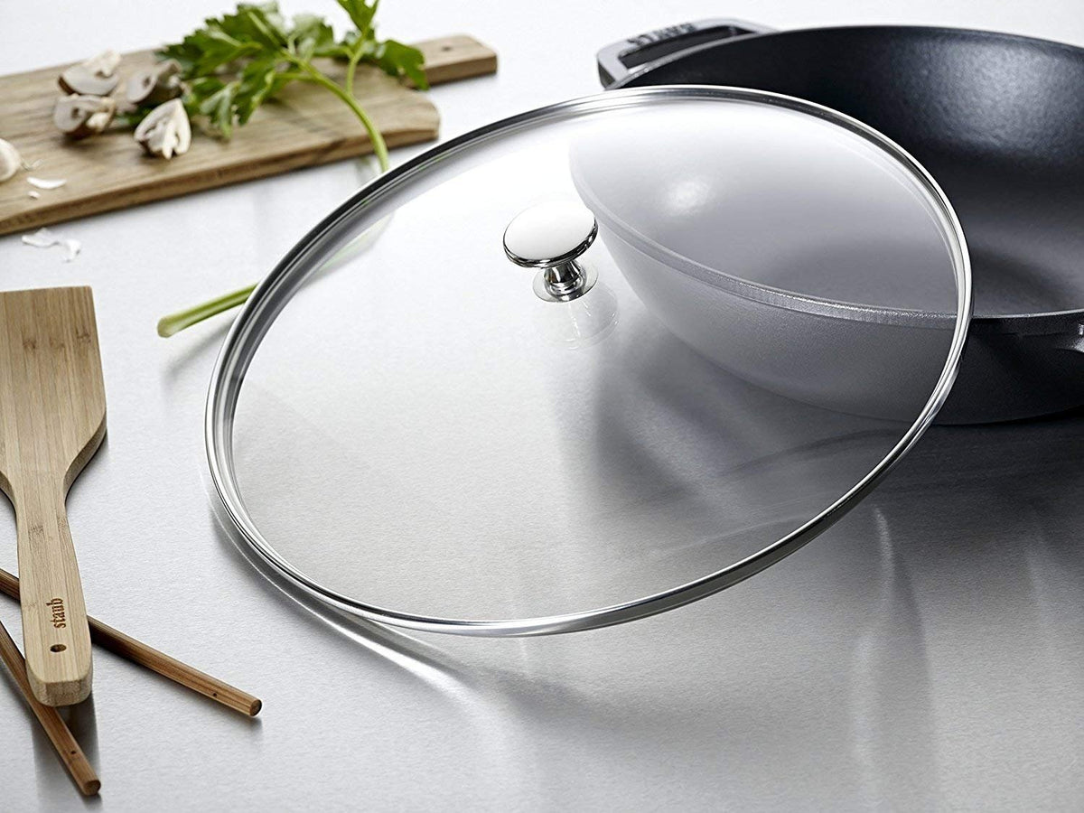 Staub - 12" Cast Iron Wok with Glass Lid Black (30 cm) - 40511-344