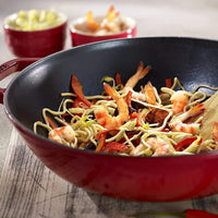 Staub - 12" Cast Iron Wok with Glass Lid Cherry Red (30 cm) - 40511-345