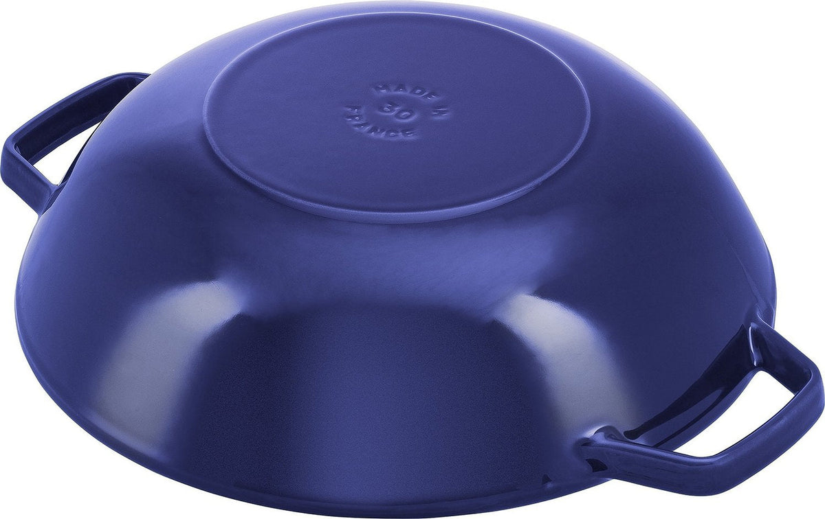 Staub - 12" Cast Iron Wok with Glass Lid Dark Blue (30 cm) - 40511-467