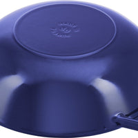 Staub - 12" Cast Iron Wok with Glass Lid Dark Blue (30 cm) - 40511-467