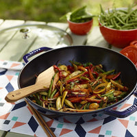 Staub - 12" Cast Iron Wok with Glass Lid Dark Blue (30 cm) - 40511-467