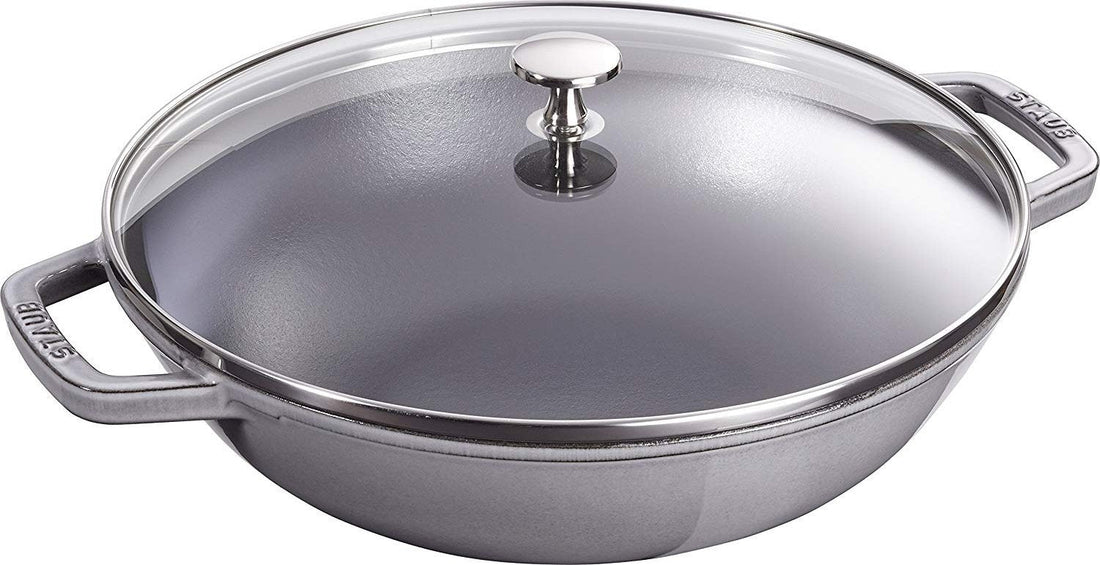 Staub - 12" Cast Iron Wok with Glass Lid Graphite Grey (30 cm) - 40511-462