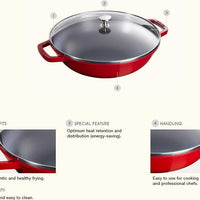 Staub - 12" Cast Iron Wok with Glass Lid Graphite Grey (30 cm) - 40511-462