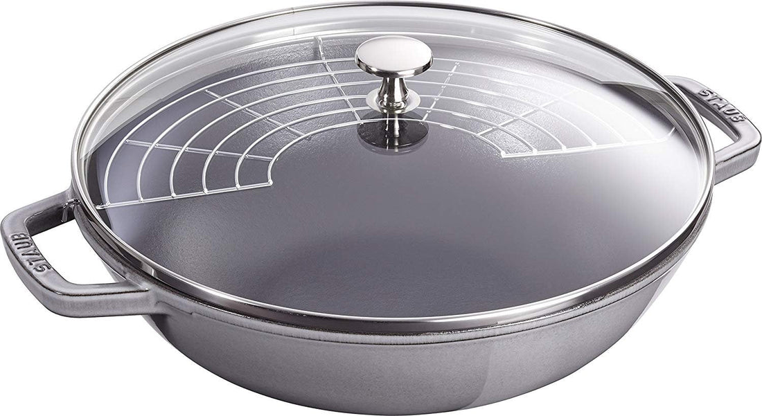 Staub - 12" Cast Iron Wok with Glass Lid Graphite Grey (30 cm) - 40511-462