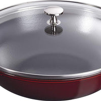 Staub - 12" Cast Iron Wok with Glass Lid Grenadine (30 cm) - 40511-466