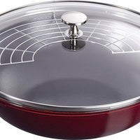 Staub - 12" Cast Iron Wok with Glass Lid Grenadine (30 cm) - 40511-466