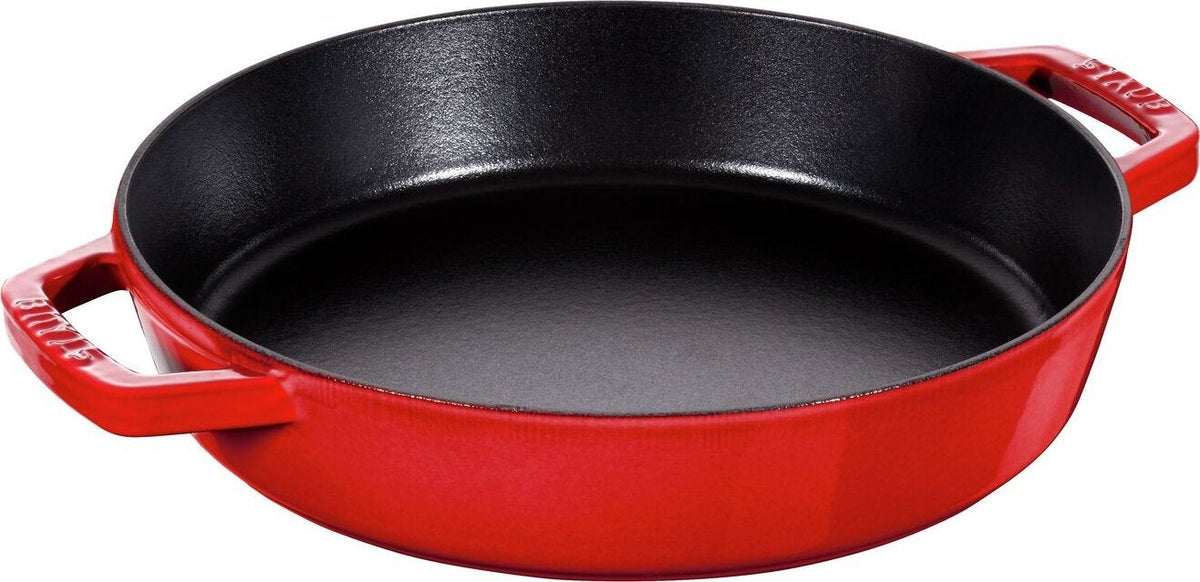 Staub - 13.5" Cast Iron Fry Pan with Double Handle Cherry Red (34 cm) - 40511-519
