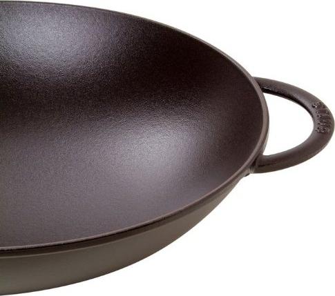 Staub - 14.5" Cast Iron Wok with Glass Lid Black (37 cm) - 40509-398