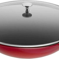 Staub - 14.5" Cast Iron Wok with Glass Lid Cherry Red (37 cm) - 40509-898