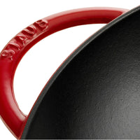 Staub - 14.5" Cast Iron Wok with Glass Lid Cherry Red (37 cm) - 40509-898