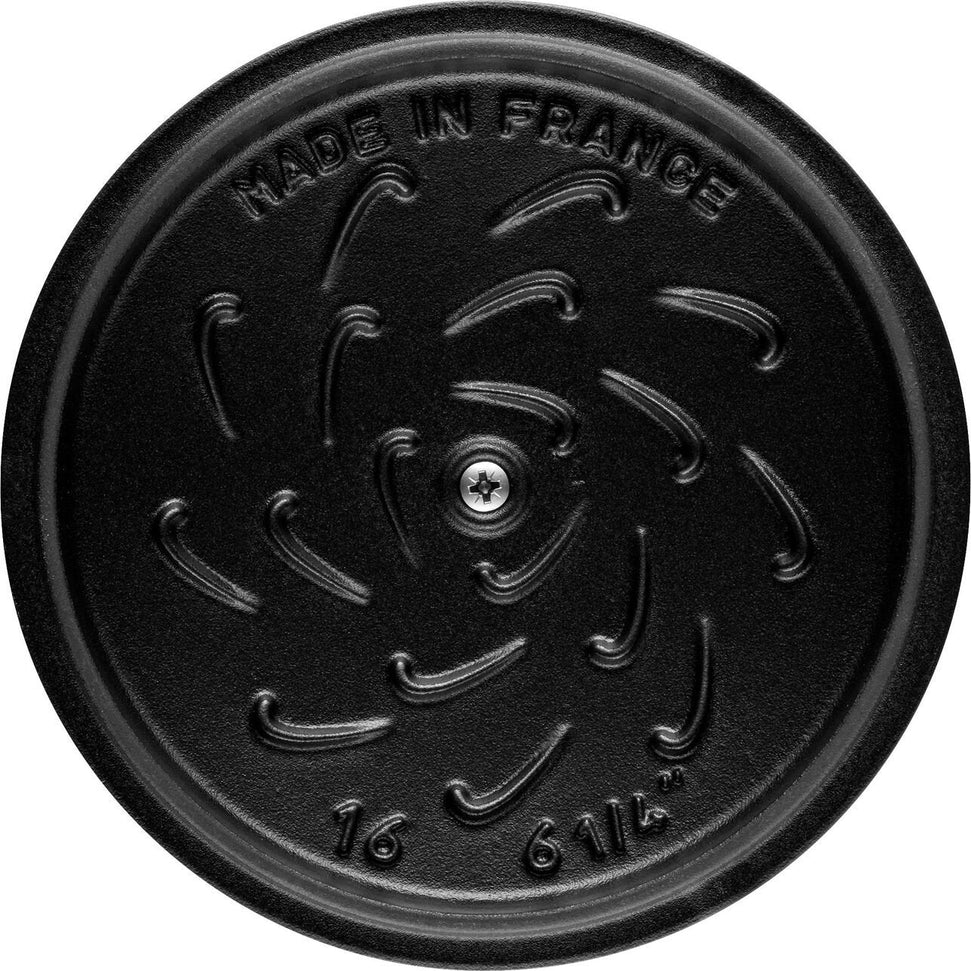 Staub - 1.5 QT Round Cast Iron Cocotte Black 1.8L- 40509-655