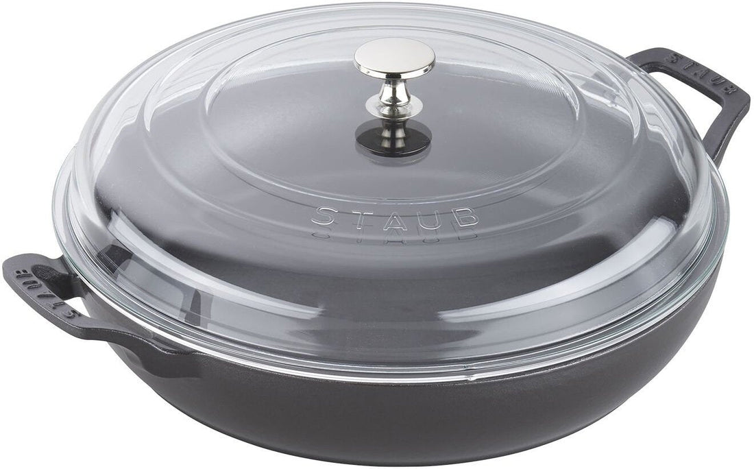 Staub - 3.5 QT Cast Iron Braiser with Glass Lid Black 3.3L - 40501-983