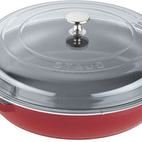 Staub - 3.5 QT Cast Iron Braiser with Glass Lid Cherry 3.3L - 40501-985