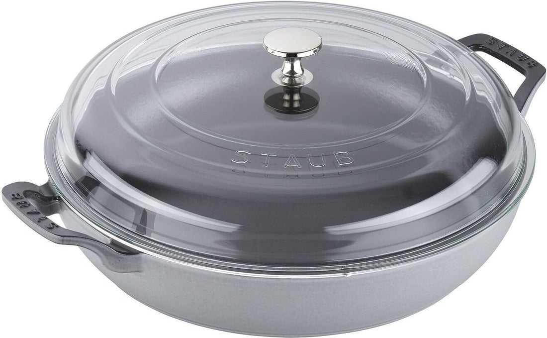 Staub - 3.5 QT Cast Iron Braiser with Glass Lid Graphite Grey 3.3L - 40501-984