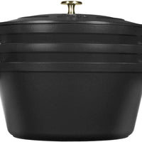 Staub - 4 PC 10" Cast Iron Stackable Cocotte Set Black - 1021322