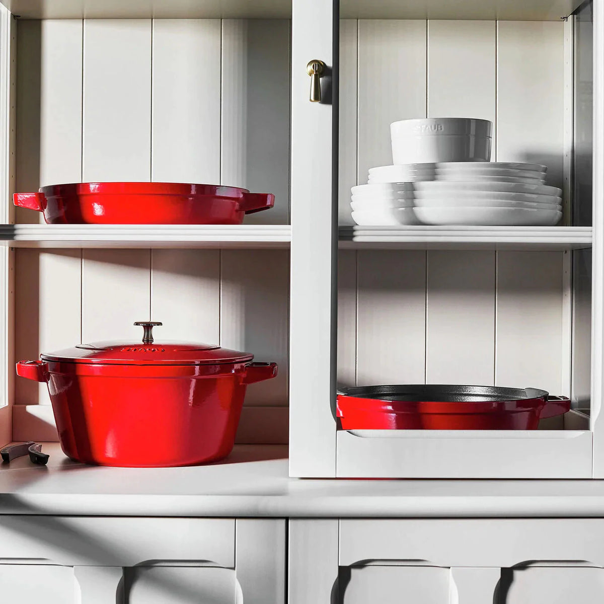 Staub - 4 PC 10" Cast Iron Stackable Cocotte Set Cherry - 1021321