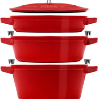 Staub - 4 PC 10" Cast Iron Stackable Cocotte Set Cherry - 1021321