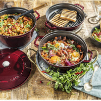 Staub - 4 PC 10" Cast Iron Stackable Cocotte Set Grenadine - 1010768