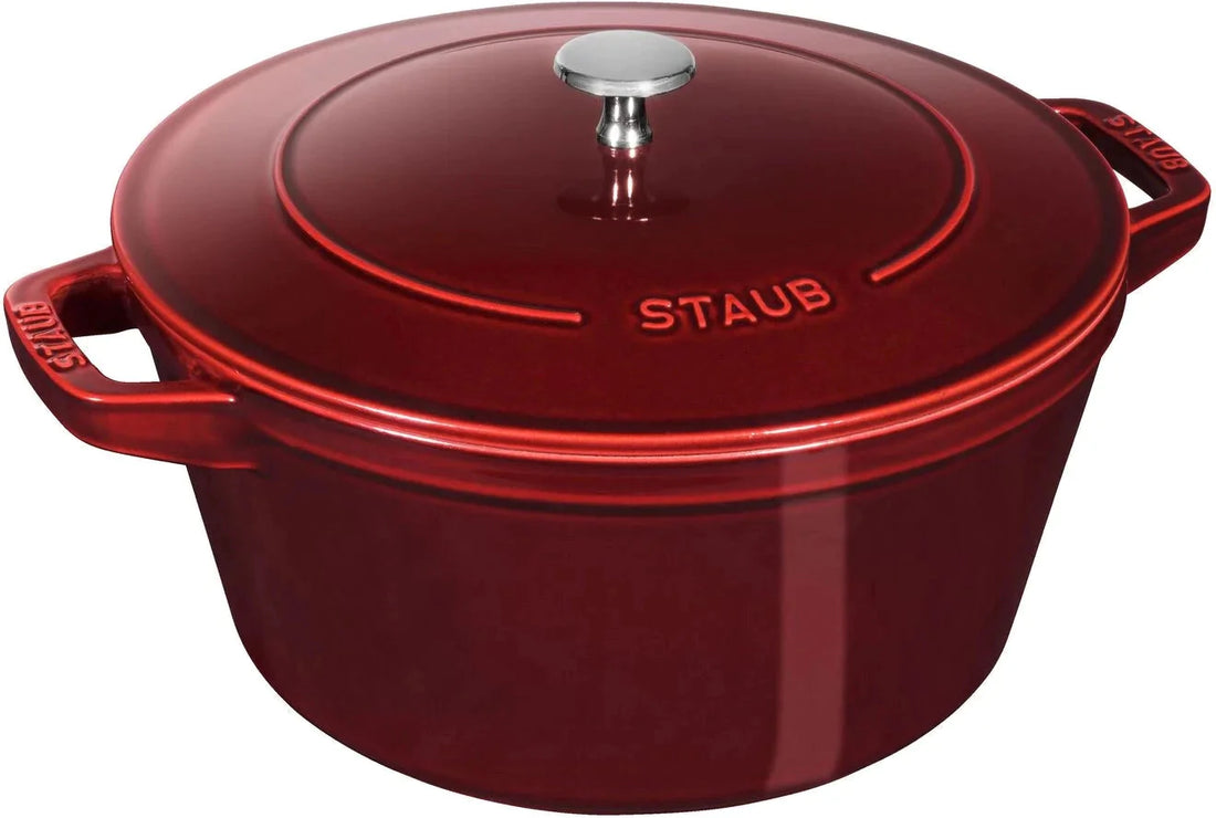 Staub - 4 PC 10" Cast Iron Stackable Cocotte Set Grenadine - 1010768